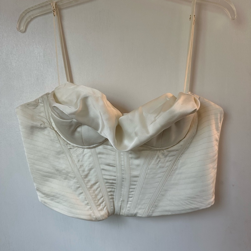 House of CB 'Bea' draped ivory satin corset top L+ ( Plus Cup)